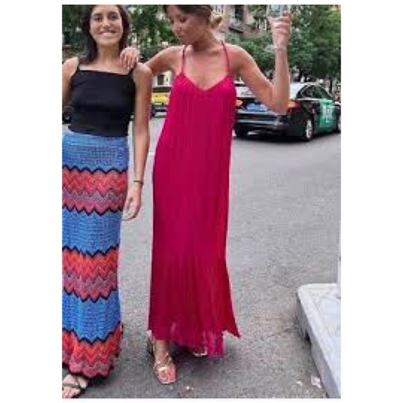 🛳 ZARA Fuchsia RIBBED DRESS VOLUMINOUS DRESS WITH BRAIDED STRAPS - Picture 8 of 16